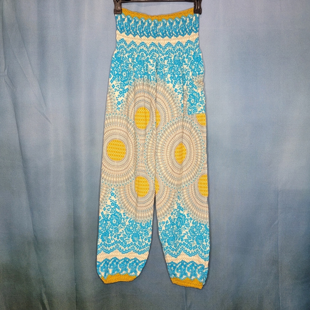 Blue and Yellow Bohemian Pants
